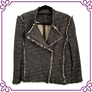 Ann Taylor Tweed Fringe Moto Jacket / Blazer